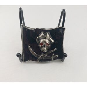Vintage 1979 Pirate Belt Buckle Jolly Roger Pirate‎ Flag Instyle Brand Rare.